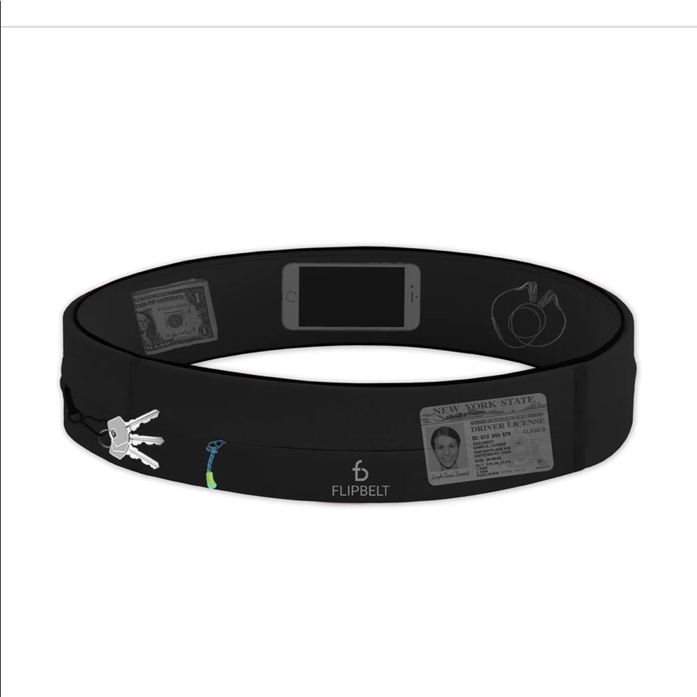 FLIPBELT running belt WITH ZIPPER FOR EXTRA SECURITY - black